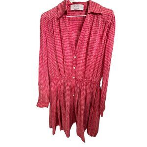 Thakoon Addition red plaid silk shirt dress size 8